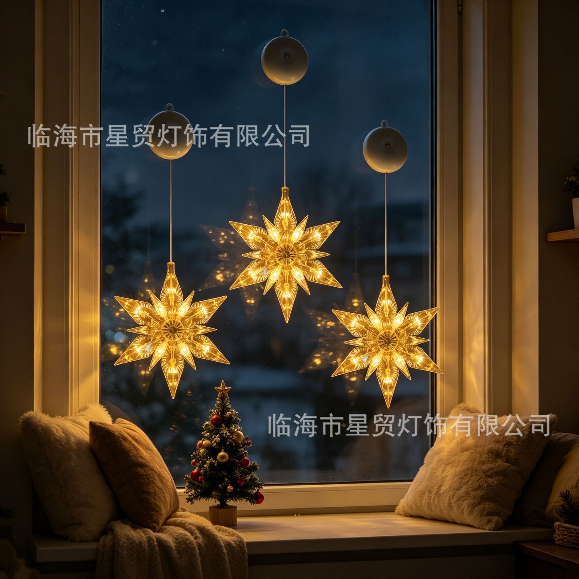 LED Noel dekorasyonu vantuzlu ışıklar kardan adam Noel ağacı beş köşeli yıldız perde pil ışıkları küçük renkli ışıklar vantuzlu ışıklar