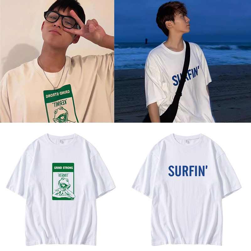 SEVENTEEN Fu Sheng Kuan Quan Yuan You Same Style Loose Letter Printed T-shirt Summer Cotton Short-sleeved Round Neck Top