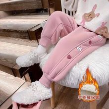 外单跨境新款韩版女童刺绣束脚裤冬季保暖加绒加厚可爱小仙女长裤