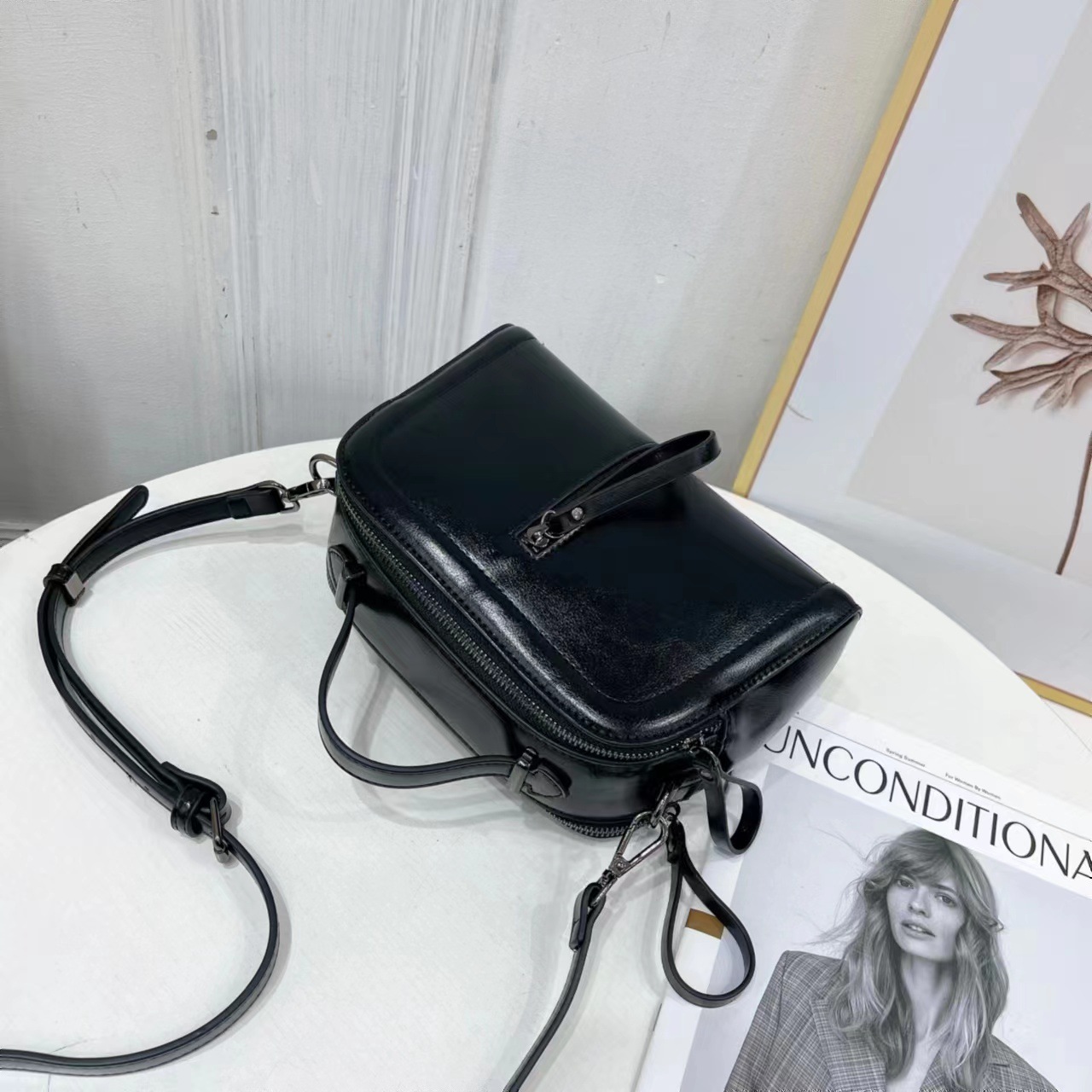 Women's Genuine Leather Handbag Cowhide Wedding Bag Underarm Crossbody Boston Shoulder Bag Luxury Banquet Bag - Thumbnail 4