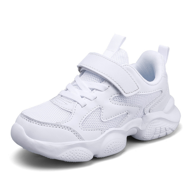 Zapatos de paso pequeños zapatos deportivos para niños estudiantes grandes niños niños niños niños blancos transpirables zapatos deportivos de aire blanco comercio exterior