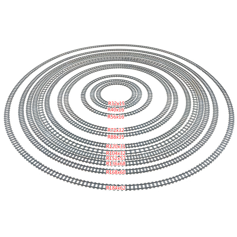 Bloques de construcción de tren de la ciudad Tren de la vía recta carril curvo carril Tenedor carril suave piezas de montaje Juguetes