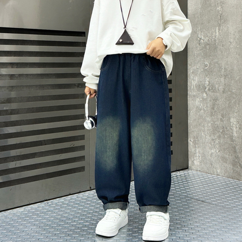 男童牛仔裤秋装2025新款休闲裤子薄儿童春秋款直筒中大童秋天长裤|undefined