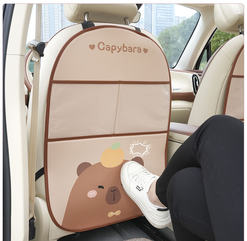 Cartoon cute car anti-kick pad wear-resistant anti-dirty car chair back protective pad leather car storage anti-kick pad