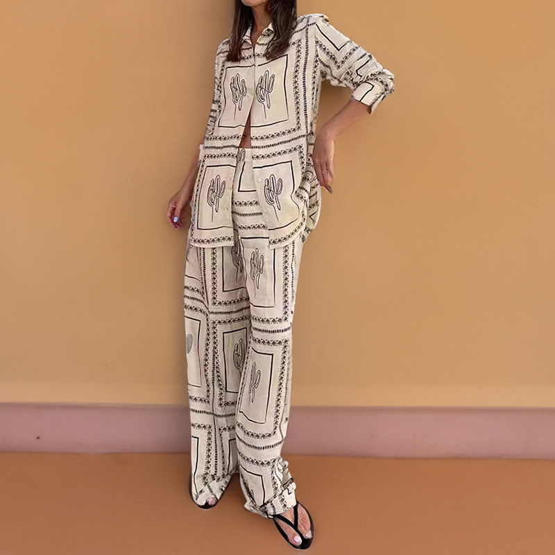 2026 Cross-Border Foreign Trade European American Women's Clothing Spring New Style Casual Printed Long-Sleeve Shirt And_ecoleips.com