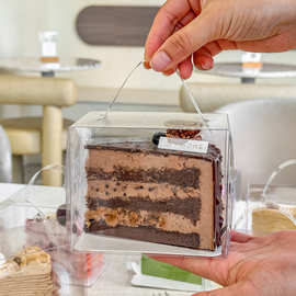 切块蛋糕盒手提打包盒慕斯千层切件分隔片透明白色烘焙甜品小盒子