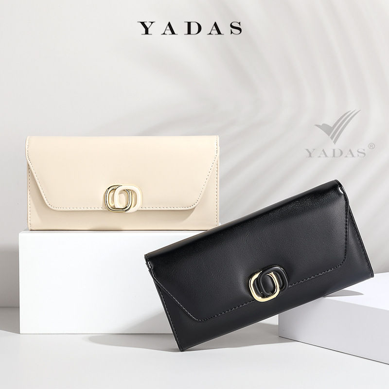 YADAS New Women's Wallet Source Manufacturer Double Circle Hardware Coin Bag PU Long Tri-fold Popular Versatile Handbag_voghion.com