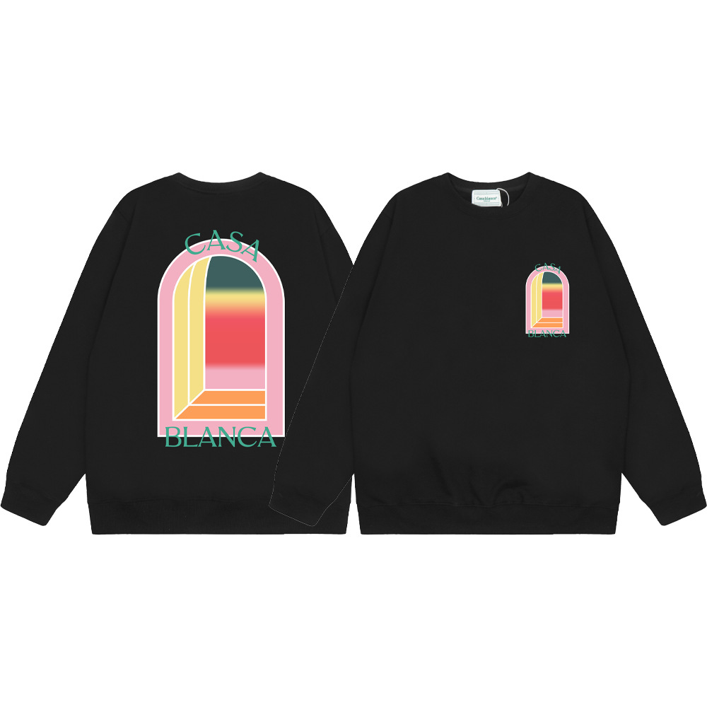 Marca de moda transfronteriza Casablanca letras de Casablanca impresión de color 380g lazo camiseta de cuello redondo