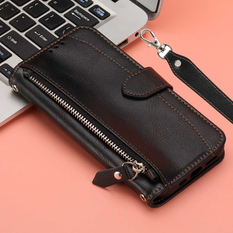 Full Covering Phone Case for Google 7pro Oil Leather pixel7 Zipper Wallet Protective Case Flip Card Leather Case