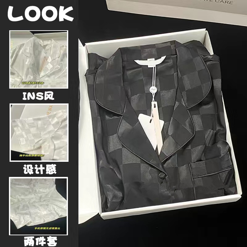 W 더블 짧은 블랙 체크