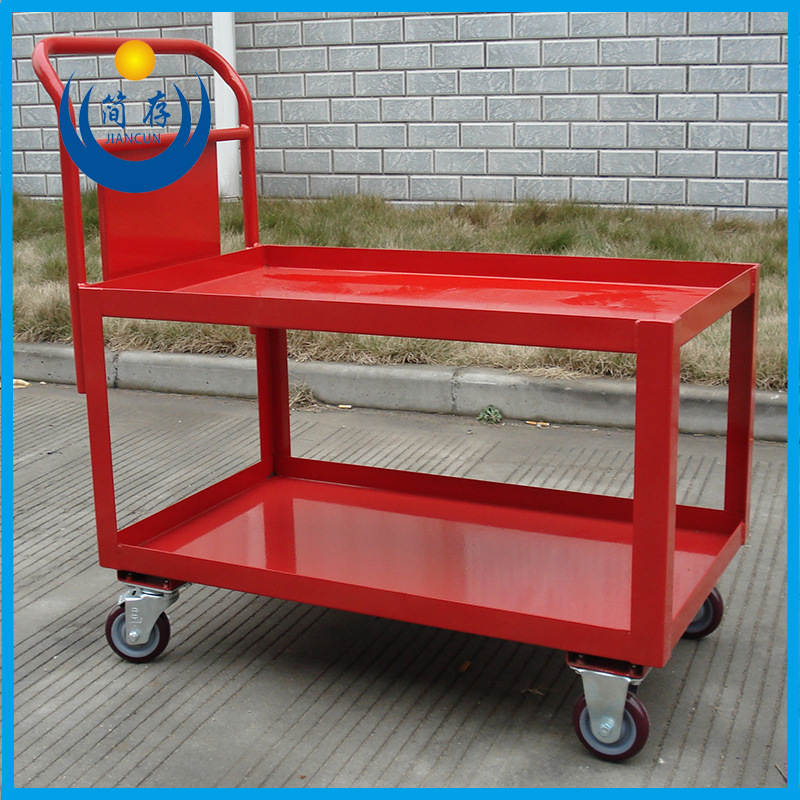 简存可移动搬运双层烤漆小推车 工具车 车间产线物料周转小推车