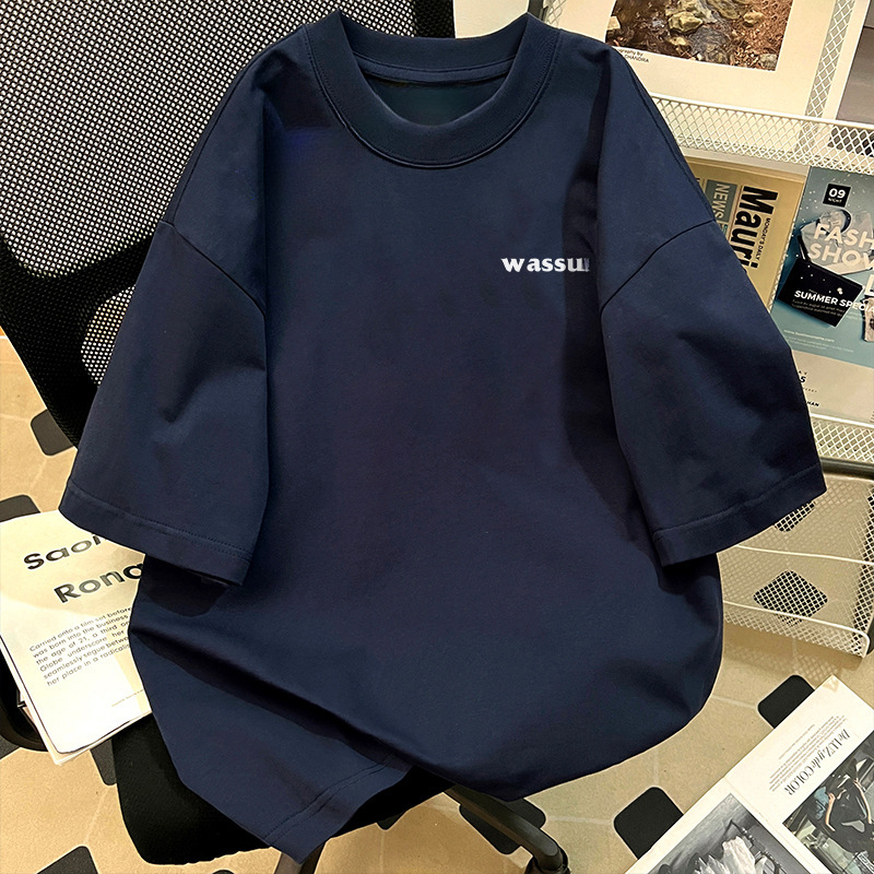国潮重磅棉基础短袖T恤男夏季新美式简约半袖潮流服装批发|undefined