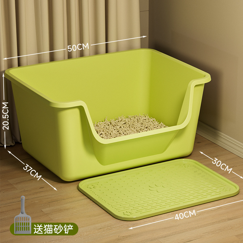 La caja de arena para gatos de gran tamaño es anti-sacada, Big Mac, baño para gatos abierto semicerrado profundo, suministros para mascotas, caja de arena para gatos