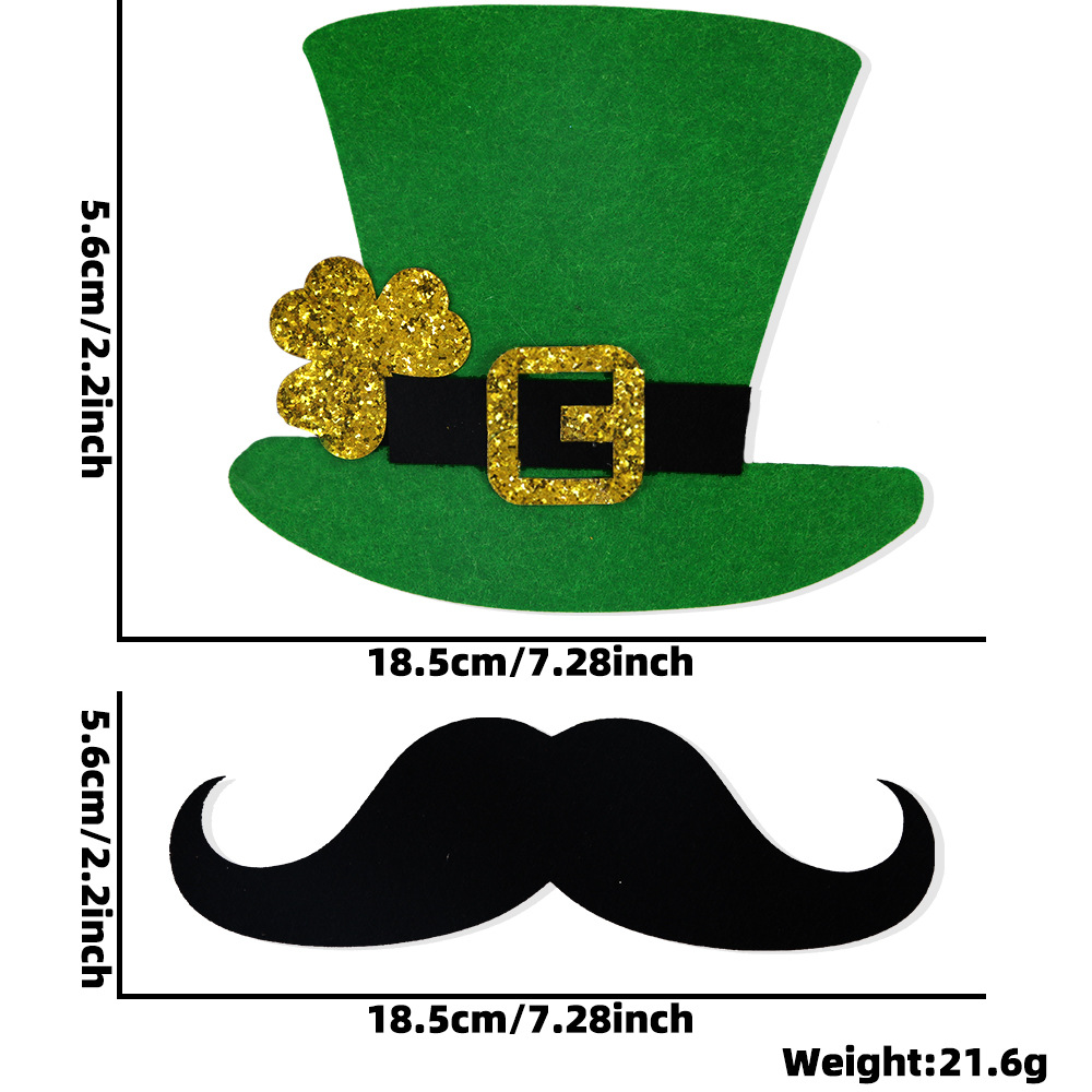 Irlanda Día nacional sombrero de copa verde barba decoración San Patricio cos vestido sombrero barba traje