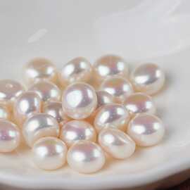 高亮馒头珠5-5.5mm天然淡水珍珠耳钉女诸暨淡水珍珠 耳环半成品批