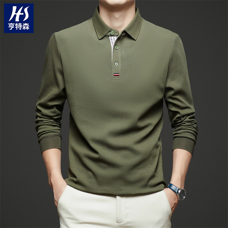 2025 Spring New Cotton Long-sleeved T-shirt Men's Business Casual Lapel Solid Color Breathable Men's Polo Shirt for Middle-aged 2025 Spring New Cotton Long-sleeved T-shirt Men's Business Casual Lapel Solid Color Breathable Men's Polo Shirt for Middle-aged