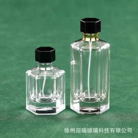 批发现货50ml香水包材化妆品分装瓶六棱玻璃瓶透明卡口按压喷雾瓶
