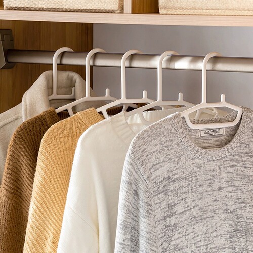 Traceless Japanese Style Household Clothes Rack with Thickened Anti-Slip Plastic Clothes Stretcher for Dormitory Balcony Wardrobe Clothes Hook Round Stand