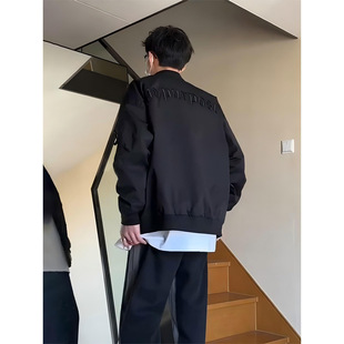Black Letter Embroidered Bomber Jacket Short Autumn and Winter Boys Jacket oversize American Quilted Baseball Suit