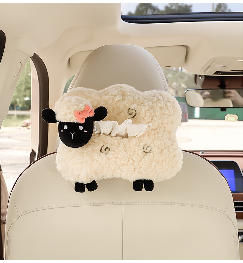 Creative Car Tissue Box Hanging Cartoon Cute Car Interior Paper Box Car Armrest Box Decoration Supplies Women