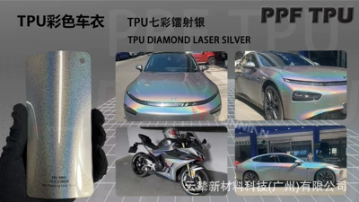 Automotive Film, Tpu Color-Changing Film with - 15215m-5-years-warranty-tpu-colorful-laser-silver-water-sticker