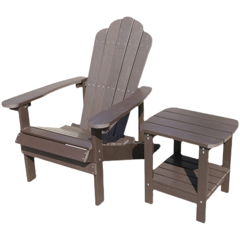 Sillón de patio para adultos, de plástico con aspecto de madera, impermeable, con protección solar, anticorrosión, estilo nórdico, para balcón, jardín, exterior.