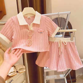 女童夏装套装2024新款短袖休闲宝宝夏天两件套薄款中小童衣服网红