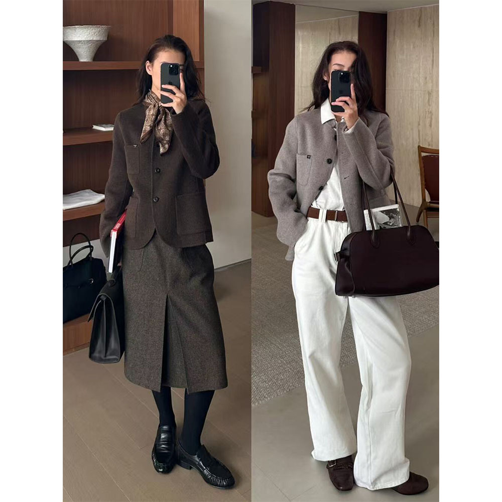 特价现货ONIVINTAGE 94.7%绵羊毛双面呢短外套 OA256M8623