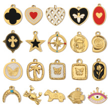 椰树蛇蜜蜂法式复古钛钢diy吊坠女螃蟹蝴蝶狗不锈钢饰品项链挂坠