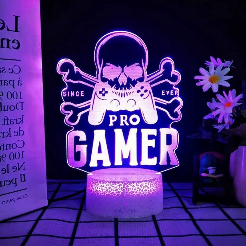Новая ночная лампа 3D трёхмерная креативная разноцветная световая RGB-лампа с изменением цвета для игровой комнаты вокруг Xbox декоративный свет GameOver