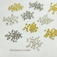 保色14K包金珠散珠镀真金珠白金色隔珠银珠diy手工串珠首饰品配件