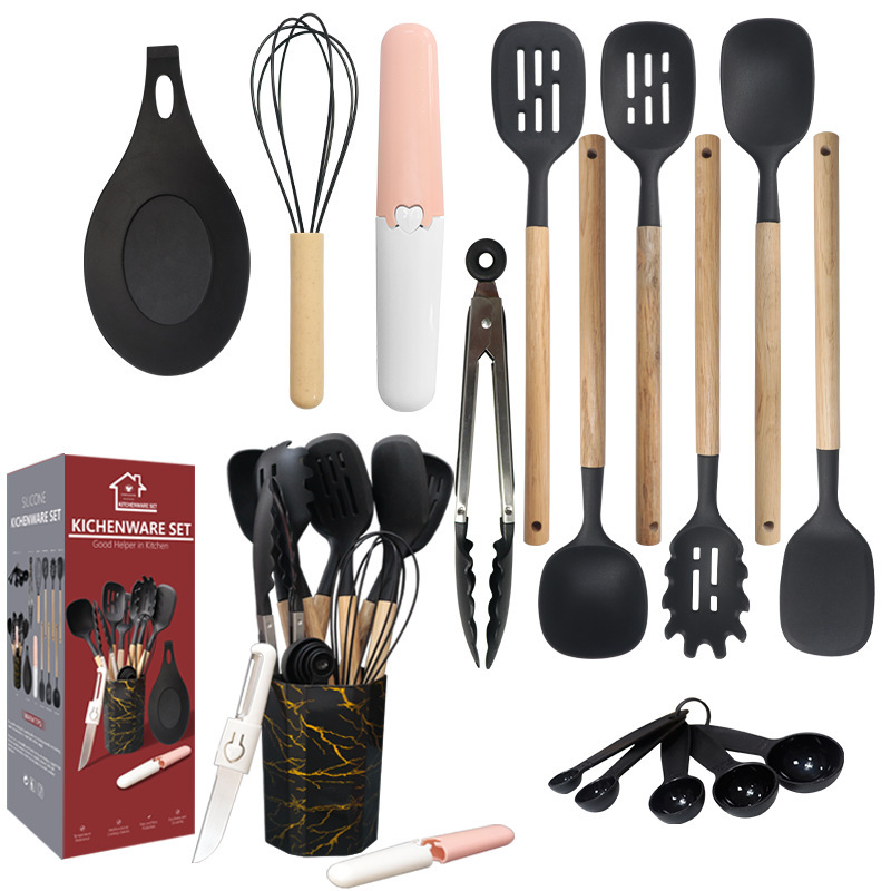 Espátula de silicona, cuchara de sopa, juego de 12 piezas, sartén antiadherente, pala de silicona de grado alimenticio, juego de utensilios de cocina de silicona resistente a altas temperaturas para el hogar