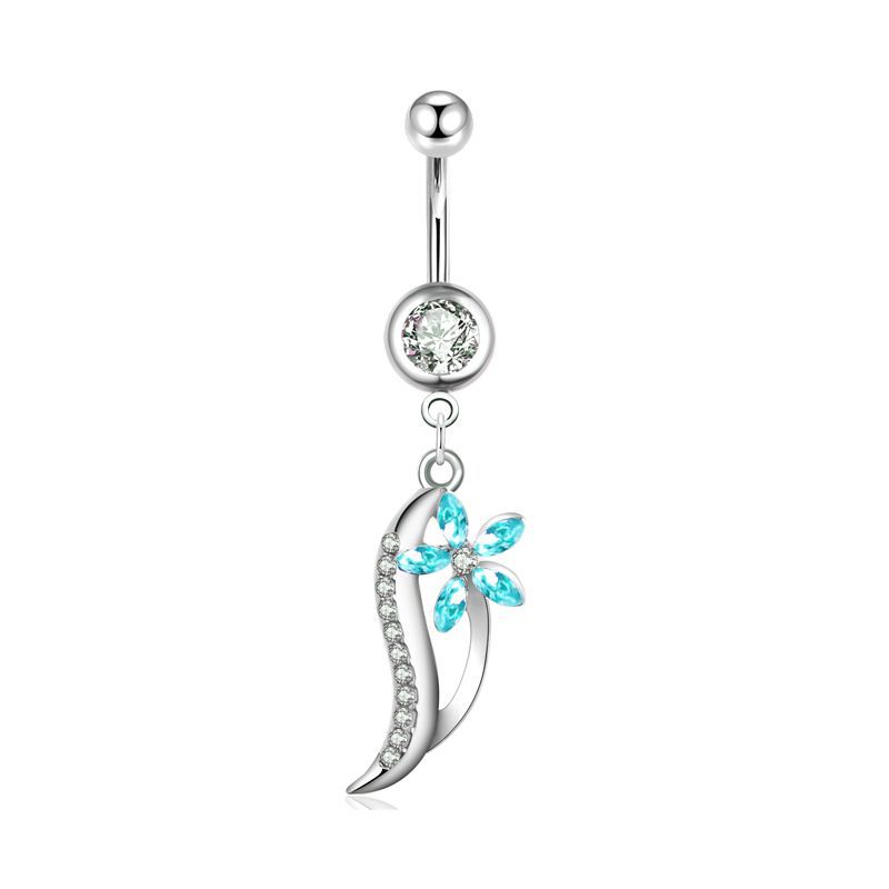 14G Navel Ring Blue Glow Star Dangle Belly Button Piercing Jewelry Stainless Steel detail image 6