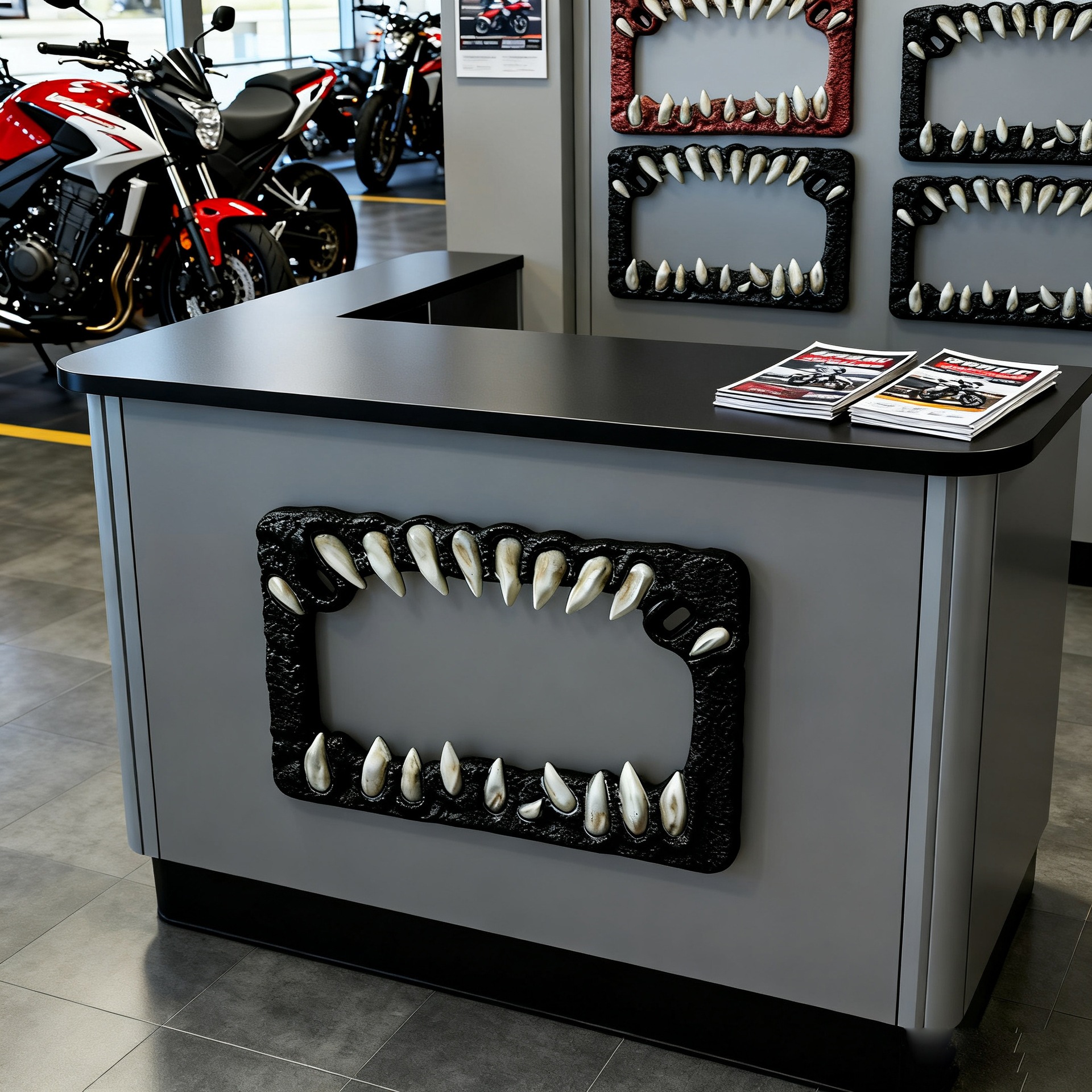 In-Stock Cross-Border Us Standard Creature Teeth License Plate Frame for Motorcycles