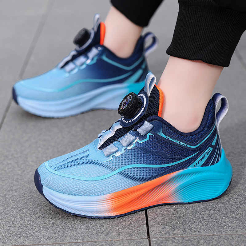 Zapatos de botón para niños, zapatos de corrida profesionales de carbono para estudiantes, redes transpirables, nuevos zapatos de entrenamiento para niños y niñas