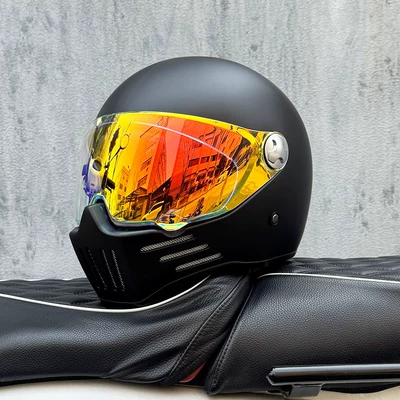 Men and Women, Full-Face Helmet for, Motosiklet kaskı (dəbilqə) - matt-black-with-phantom-red-night-vision-transparent-mirror-included-m