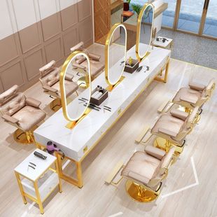 Barber Shop Mirror Table Internet Celebrity Photo Studio Wedding Dress Beauty Color Makeup Single Mirror Beauty Salon Cabinet Double-sided Perm Dyeing Hair Salon