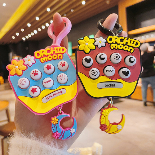 Creative Star Moon Cherry Blossom Mouse Keychain Palm Stress Relieving Game Machine Keychain Pocket Phone Small Gift Wholesale