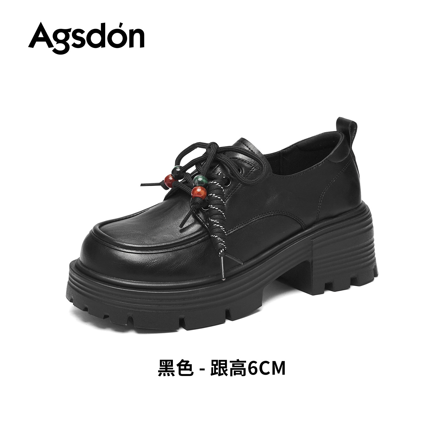 Zapatos de Lefour para mujeres 2026 nuevos tacones gruesos de primavera de estilo británico zapatos de cuero pequeños con cordones y zapatos de algodón