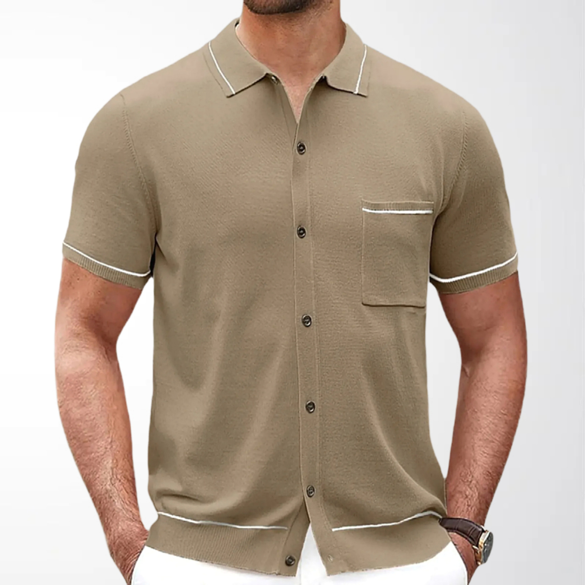 Men's Fashion Knitwear for Export, European and American Style Casual Knit Cardigan with 3D Patch Pockets, Knit Polo Shirt for Men Sy0014