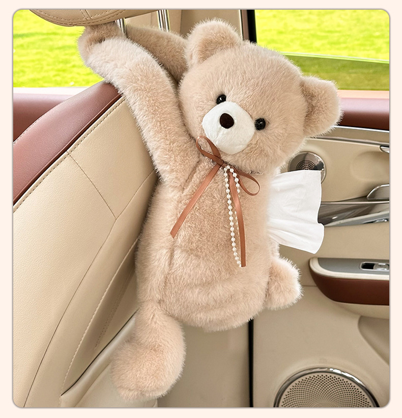 Creative Car Tissue Box, Car Tissue Holder, Hanging Type, High-End, Cute Cartoon Car Interior Decoration Tissue Hanging Bag