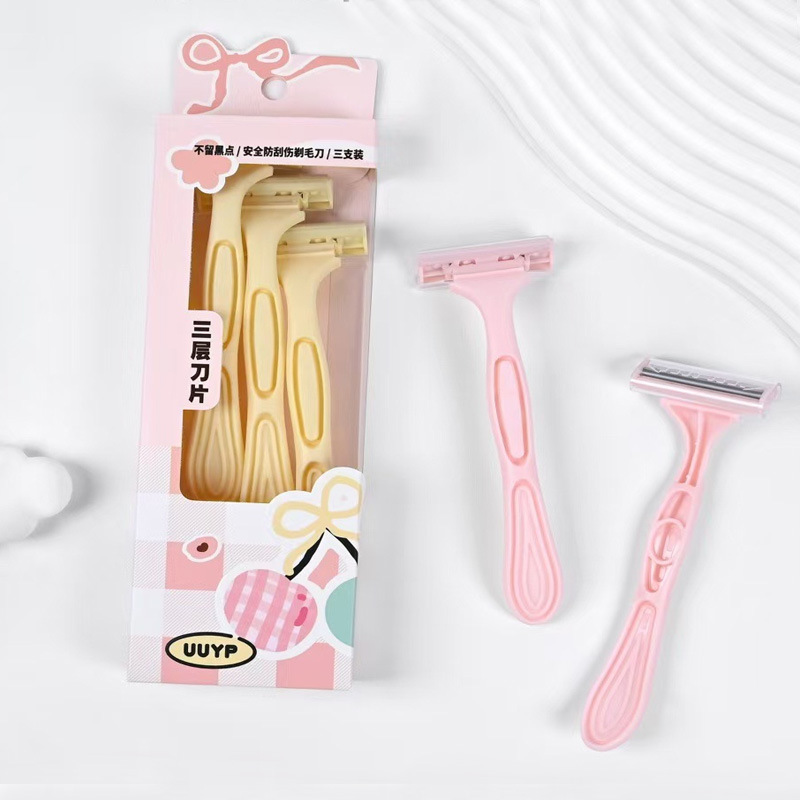 Youyou Yipin 3-Pack Pink Three-Layer Razor Hair Removal Knife Women's Manual Shaving Armpit Hair Razor Youyou Yipin 3-Pack Pink Three-Layer Razor Hair Removal Knife Women's Manual Shaving Armpit Hair Razor