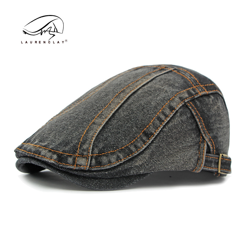 Béret rétro unisexe pour hommes et femmes, casquette en denim délavé, tendance_voghion.com