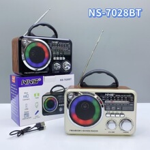 跨境款NS-7028BT手提蓝牙音箱带多波段SW收音机RGB彩灯USB插卡