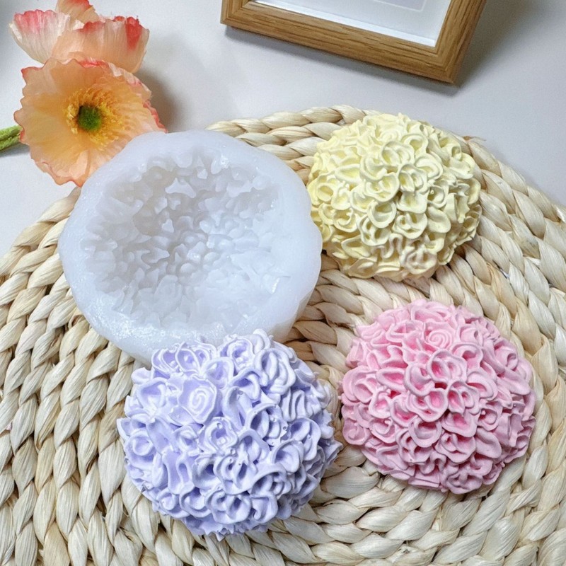 万寿菊花朵硅胶模具玫瑰花球菊花香薰蜡烛石膏摆件模翻糖巧克力模|undefined