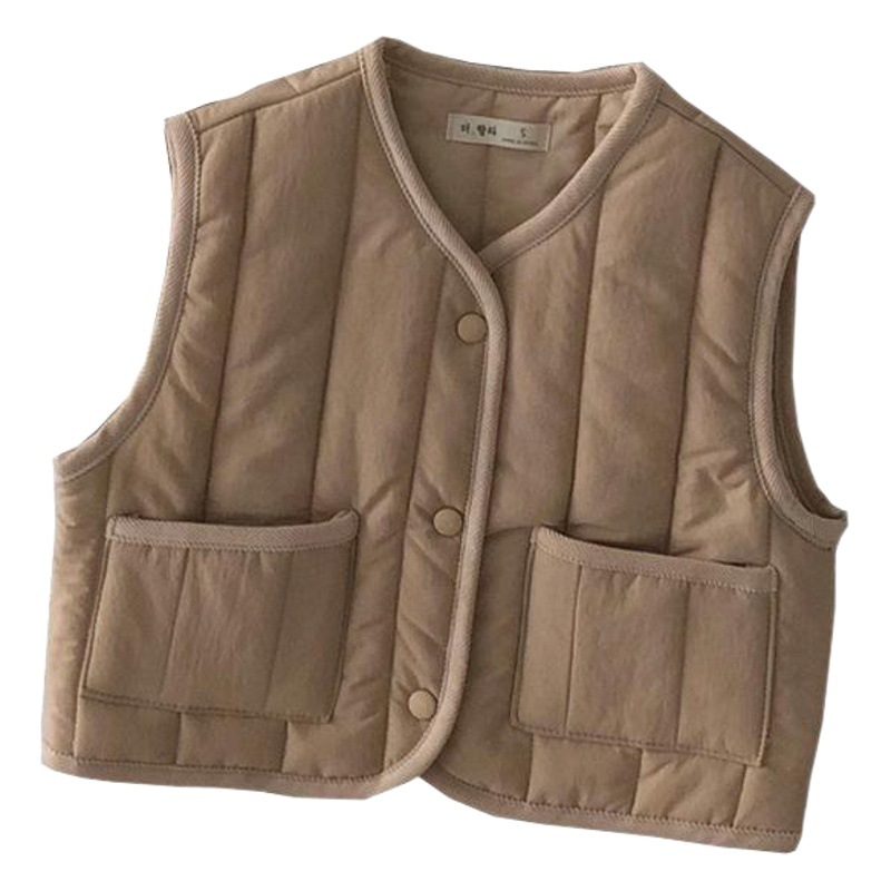 Estilo coreano ropa para niños retro chaleco a juego para niños y niñas práctico chaleco a prueba de viento otoño e invierno nuevo