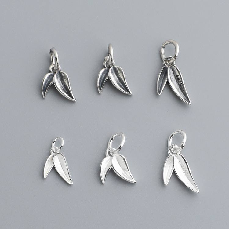 S925 sterling silver bamboo leaf pendant bamboo bracelet pendant DIY handmade beaded necklace accessories leaf Jewelry material S925 sterling silver bamboo leaf pendant bamboo bracelet pendant DIY handmade beaded necklace accessories leaf Jewelry material