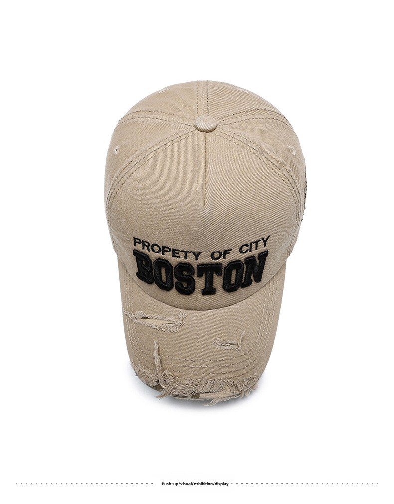 New Style Personalized Ripped Side Letter Cowboy Baseball Hat Soft Top Women's Spring and Summer Casual Cap Sunshade Hat_voghion.com