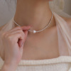 Organic necklace from pearl, advanced chain for key bag , silver 925 sample, light luxury style, wholesale, high-quality style