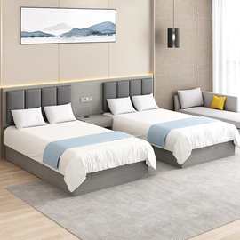 宾馆床酒店家具标间全套组合民宿公寓客房出租屋宾馆单双人专用床